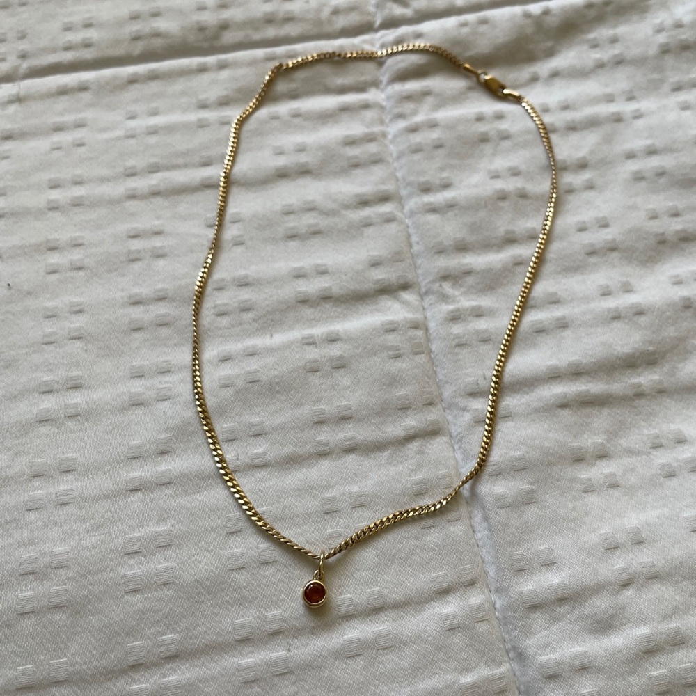 14k Gold Necklace with Citrine Pendant